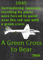 To keep from being shot down, the surrendering Japanese Betty Bombers were painted white with green crosses on the wings, fuselage and vertical tail.